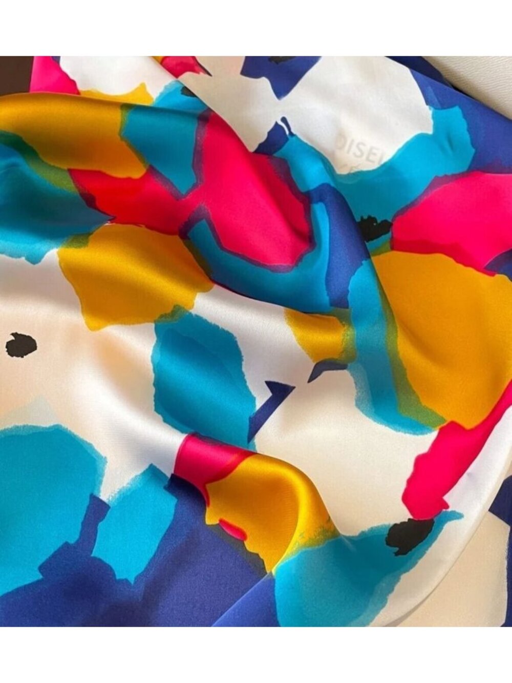 ✨Luxury Elegant Bandana Square Scarf Silky Satin Bright Blue Bold Colorful Hijab - Picture 4 of 5